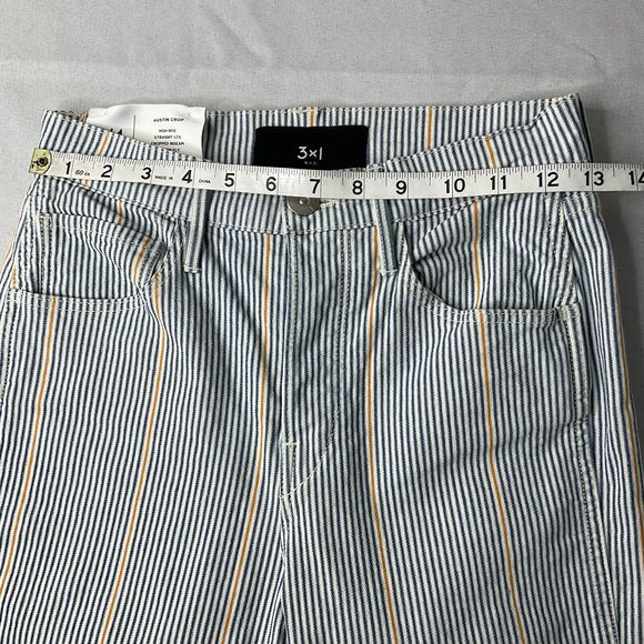 3x1 NYC  Jeans W4 Austin Crop Striped Nillie Denim Button Fly Womens Size 25 - Picture 6 of 11